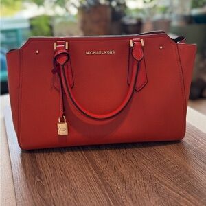 Michael Kors persimmon orange Hayes Satchel / purse/ handbag